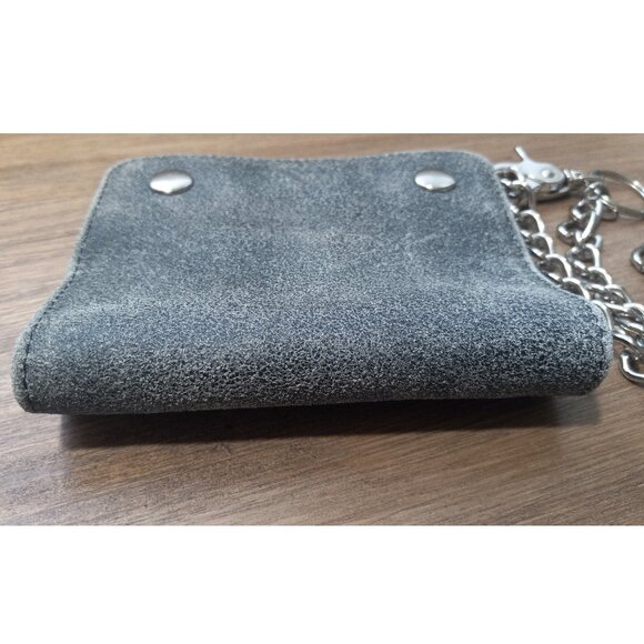 Mossimo Grey Vtg. Leather Bifold Wallet with Chain Ideal for Skateboard/Biker - Picture 4 of 12